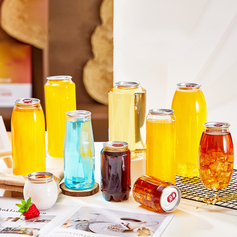 Plastic Pull Tab Can Sparkling Water Boba Tea Disposable Transparent Drink Bottle