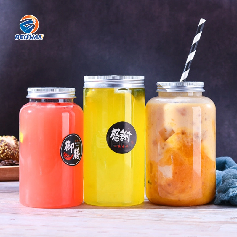 BPA Free Disposable Plastic Pet Boba Drink Juice Bottle for Thai Tea Beverage
