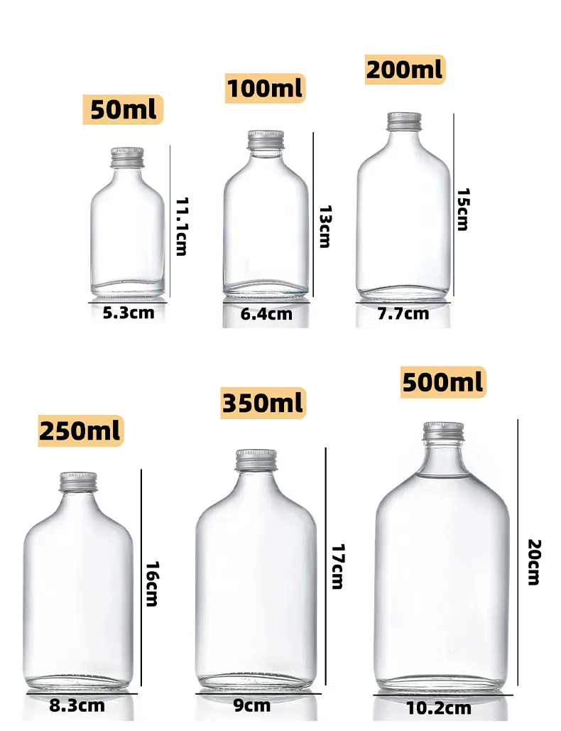 Flat Flask Glass Bottle