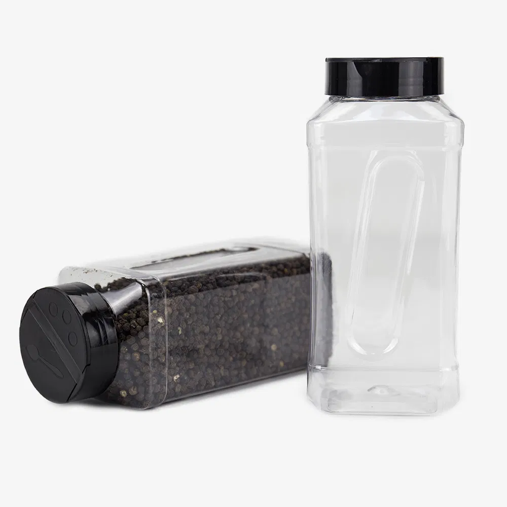 Big Capacity Condiment Square Food Grade Plastic Seasoning Jar Pet Spice Bottle