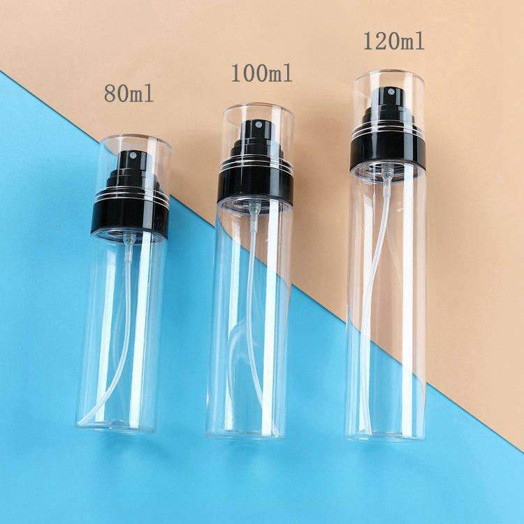 Wholesale Stock Customized 80/100/120ml Cosmetic Packing Container Empty Clear Transparent Makeup Mist Spray Plastic Perfume Bottle