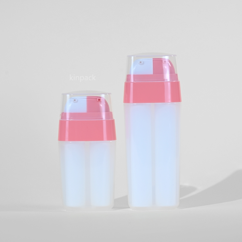 Empty Cosmetic Two Heads PP Plastic Dual Chamber Refill Airless Vacuum Serum Pump Lotion Bottle