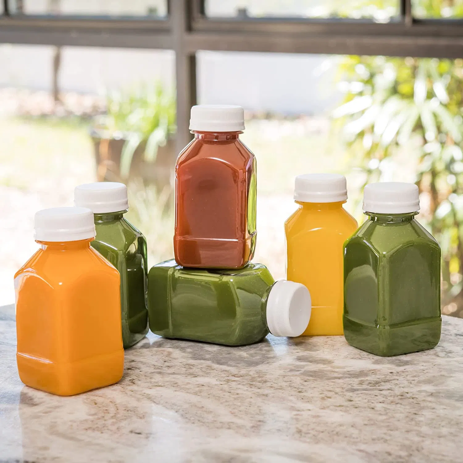 Custom Logo Empty Square Clear Disposable Plastic Bottles 8oz 250ml Pet Juice Bottle for Beverage Packaging