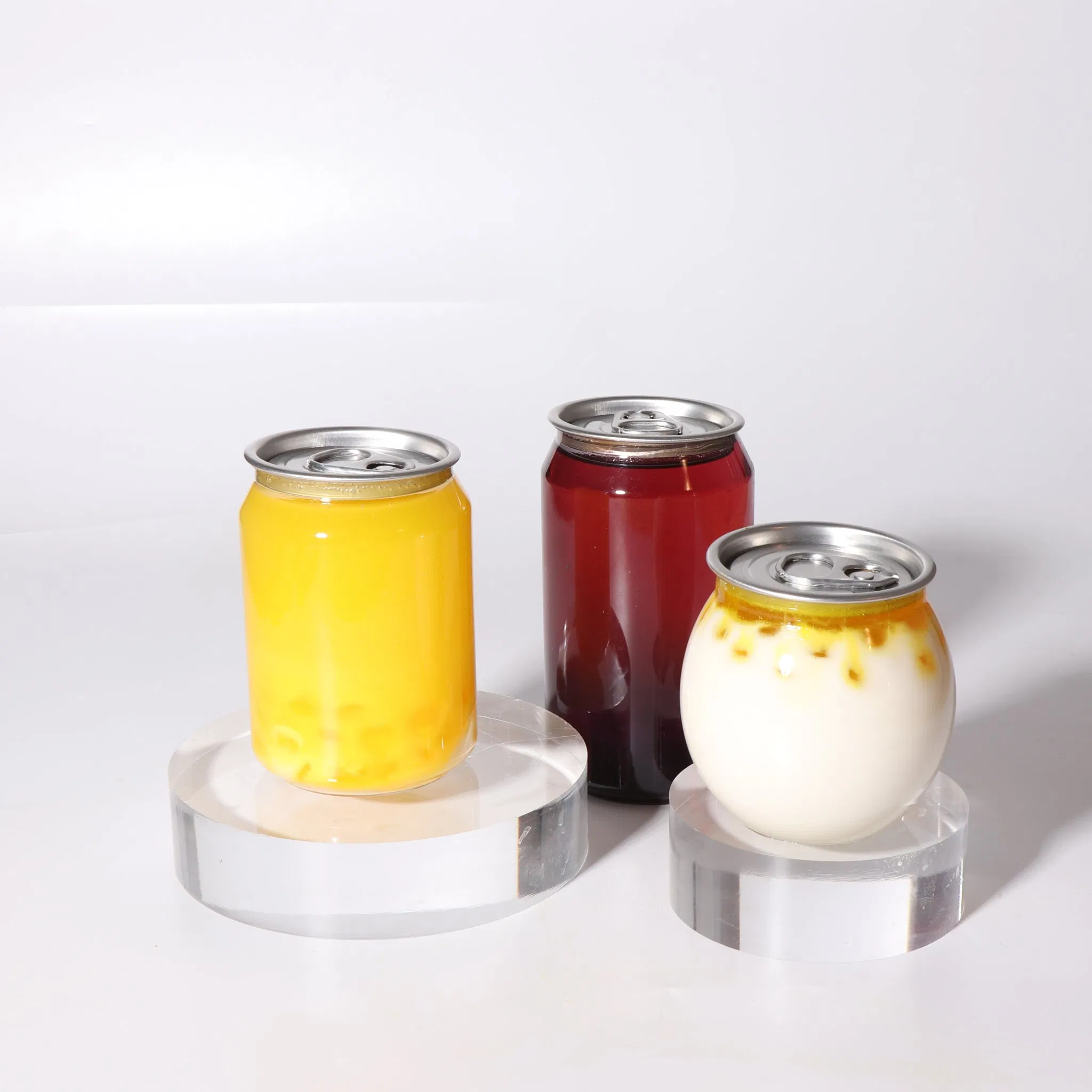 Empty Plastic Pet Cans with Aluminium Lid for Beverage Packaging