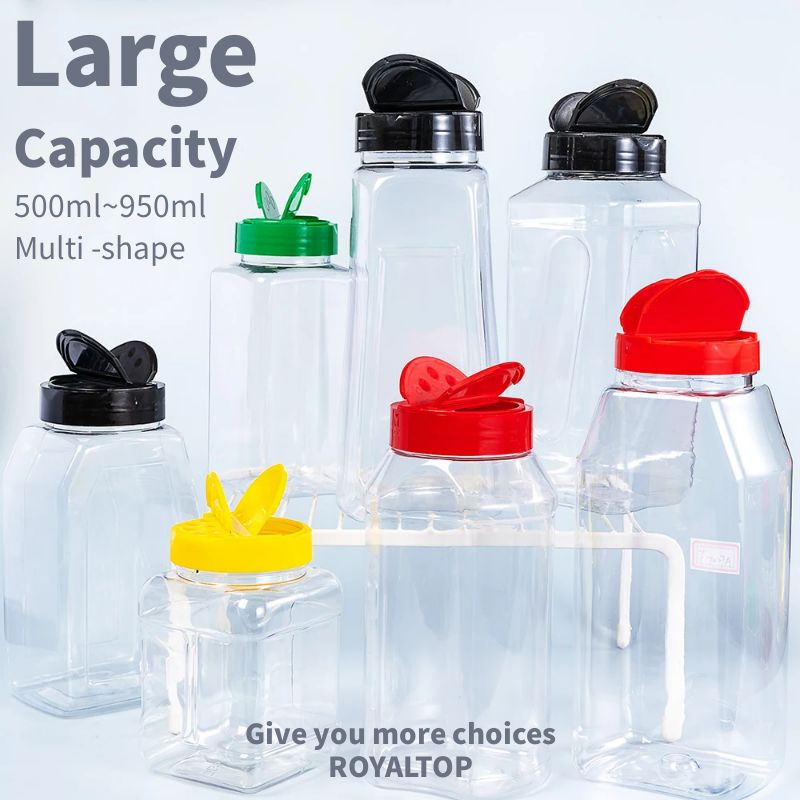 Kitchen Clear Spice Jar Black Lid Plastic Salt Pepper Shaker Frascos PARA Temperos Plastic Condiment Bottles for Seasoning