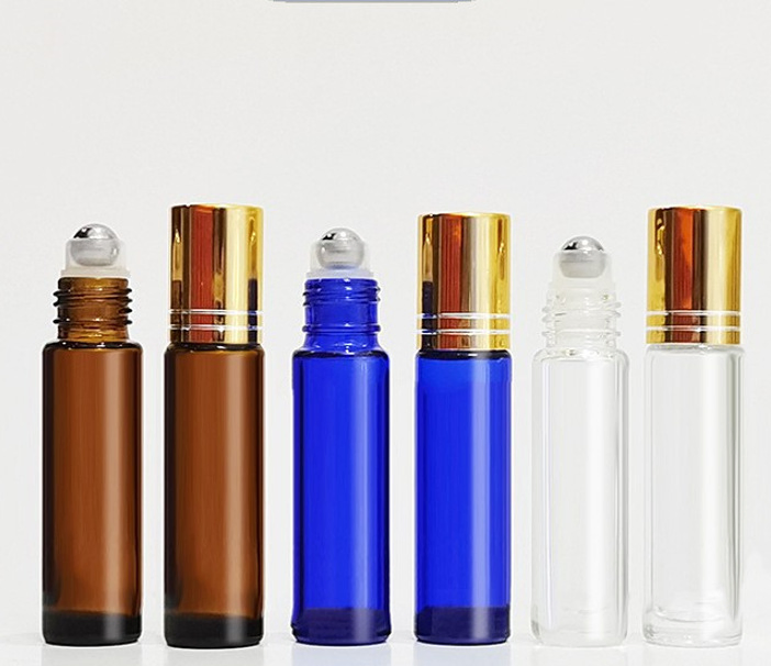 Colored Glass Ball Bottle Glass Bottle Steel Ball Plastic Bead Custom Color Perfume Bottle Essential Oil Bottle