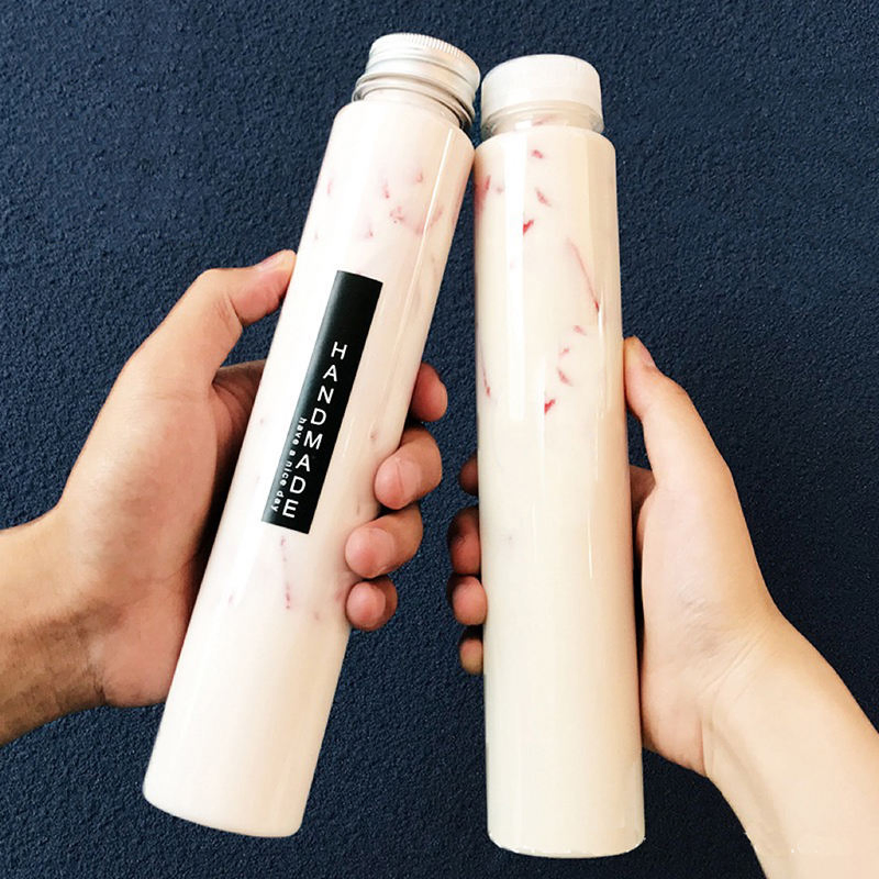 Disposable Food Grade Flat Bottom Tube Cylindrical Milk Tea Pet Plastic Bottle
