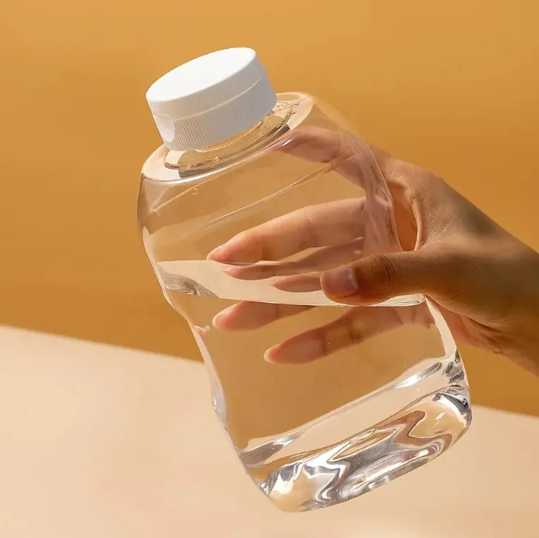 Plastic Pet Squeeze Bottle for Honey Syrup Sauce with White Lids