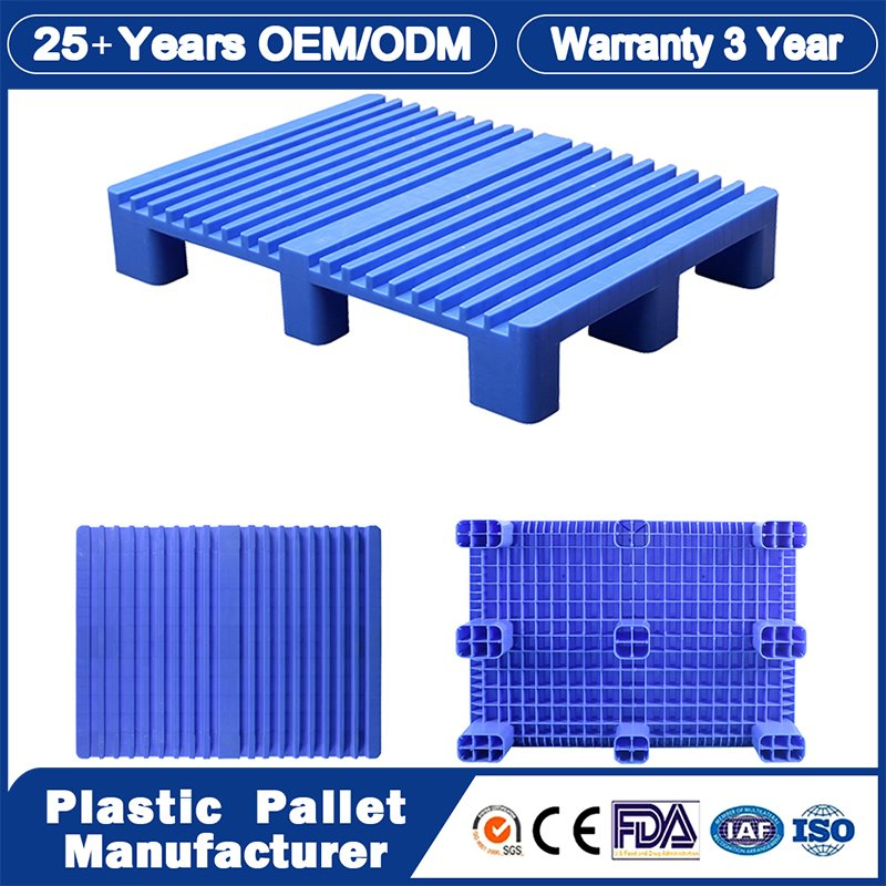 1200X800/1200X1000 OEM Reinforced Selective Water Bottle Deck Stacking Steel HDPE Euro Stackable 6 Runners Double Faced Plastic Tray Pallet Manufacture