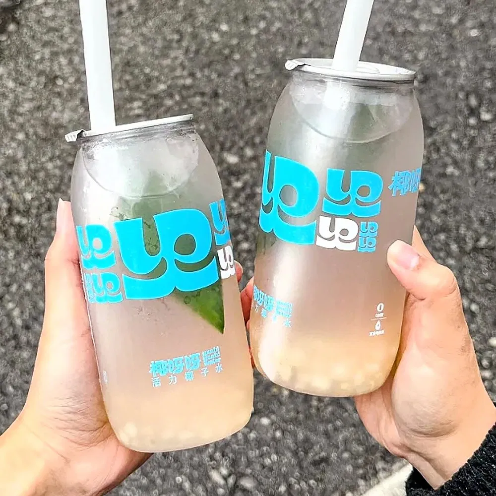 Pet Plastic Cans with Logo Soda Drinking Bottle with Aluminum Lid