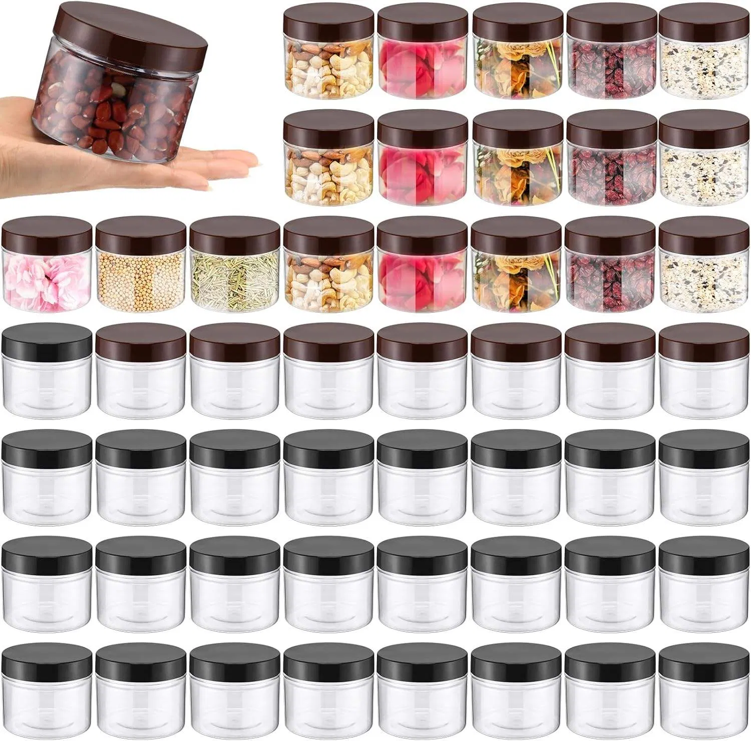 Pet Plastic Wide Mouth Food Grade Transparent Jars with Lids Packaging