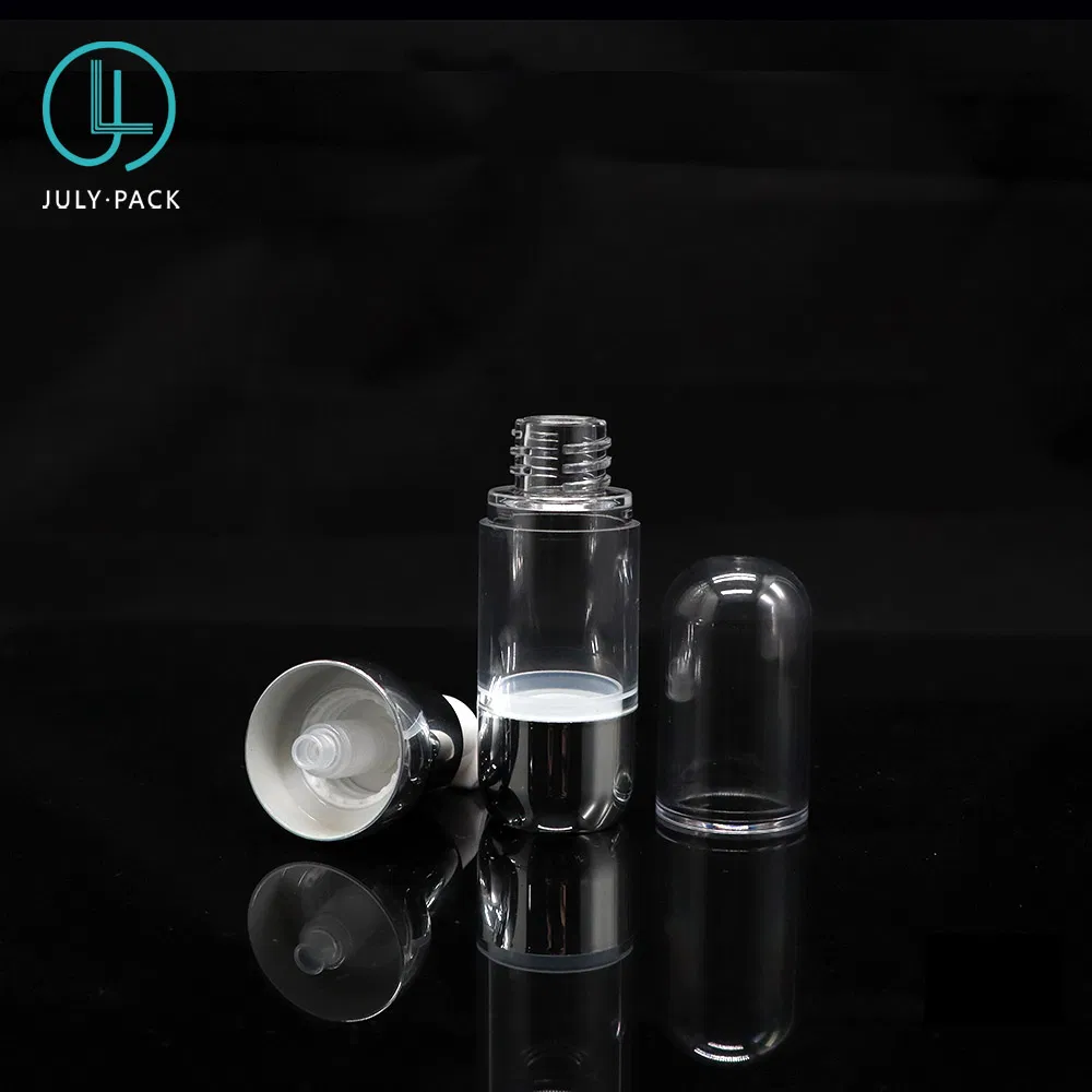 Wholesale Metallic Silver Color as Plastic Airless Bottle 10ml/15ml/20ml/30ml for Cosmetic Packaging