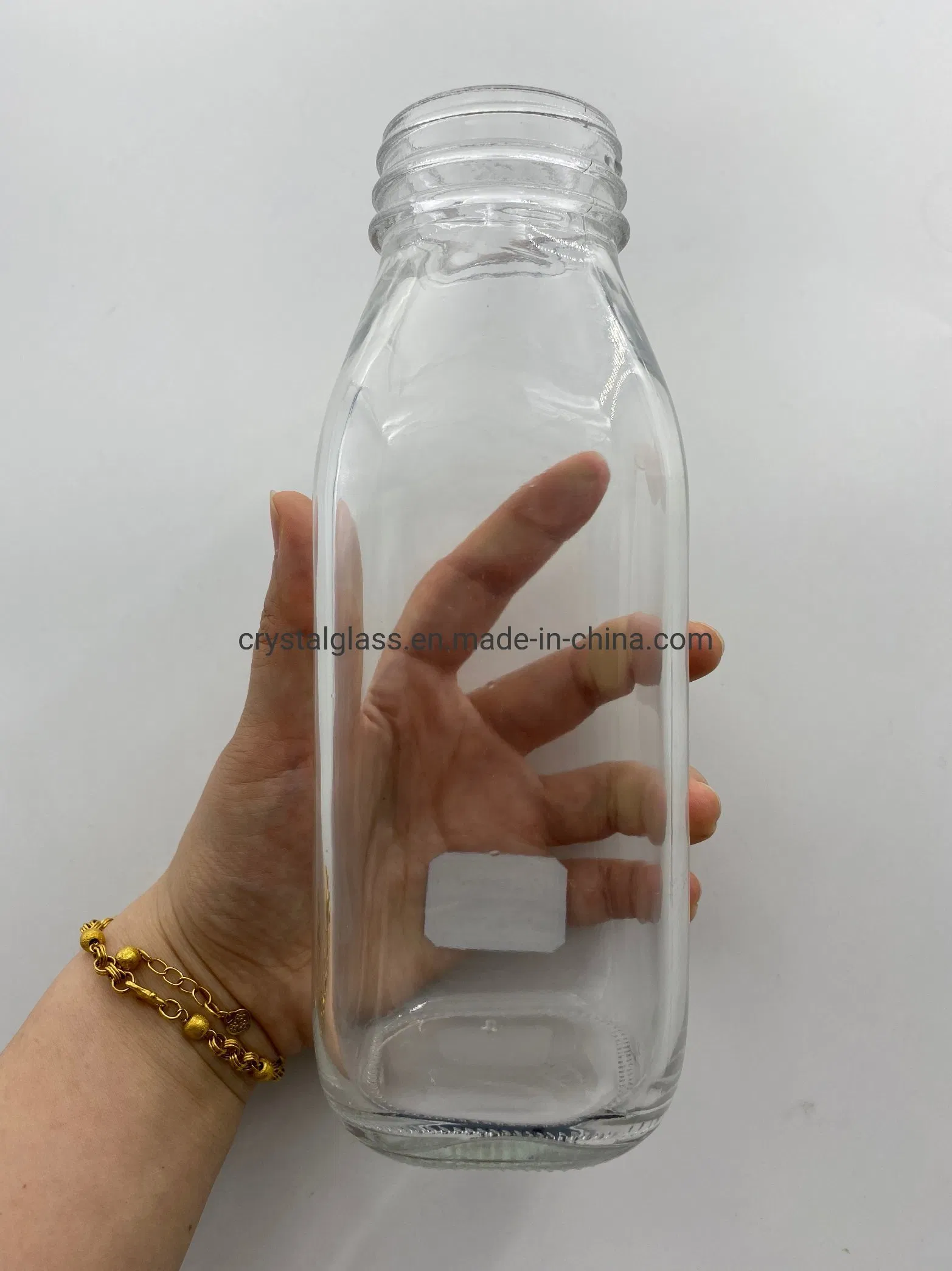 500ml 16oz Square Shape Glass Milk Juice Cold Brew Coffee Bottle with Disposable Plastic Cap