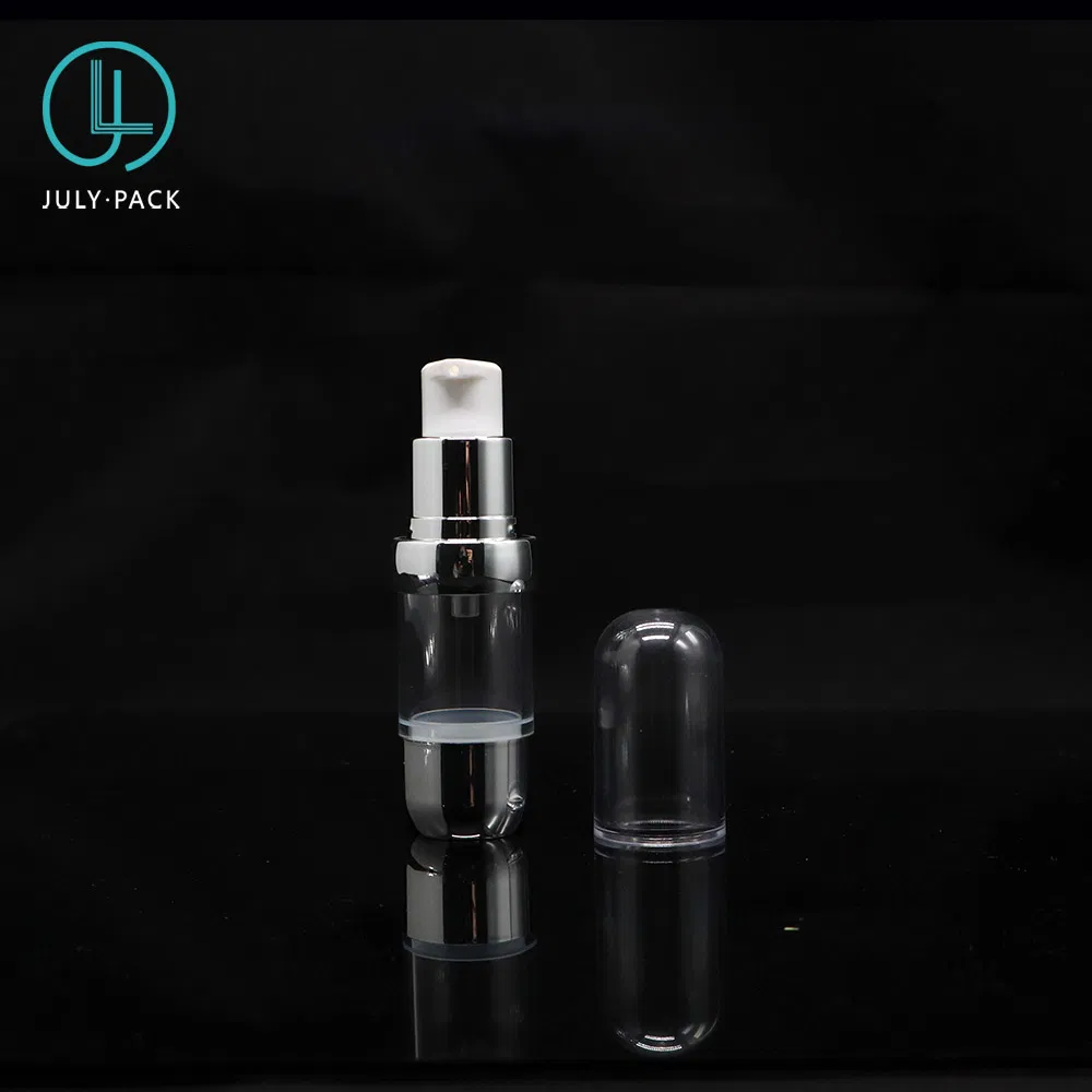 Wholesale Metallic Silver Color as Plastic Airless Bottle 10ml/15ml/20ml/30ml for Cosmetic Packaging