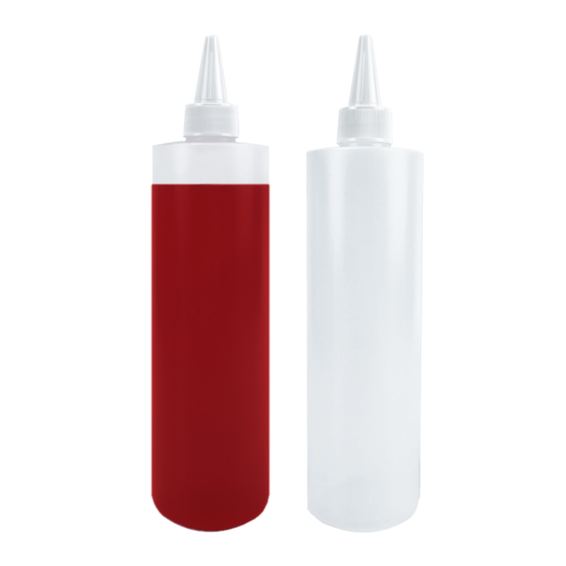 Food Grade LDPE Soft Nozzle Bottle 380ml Empty Plastic Sauce Squeeze Bottle with Twist off Cap