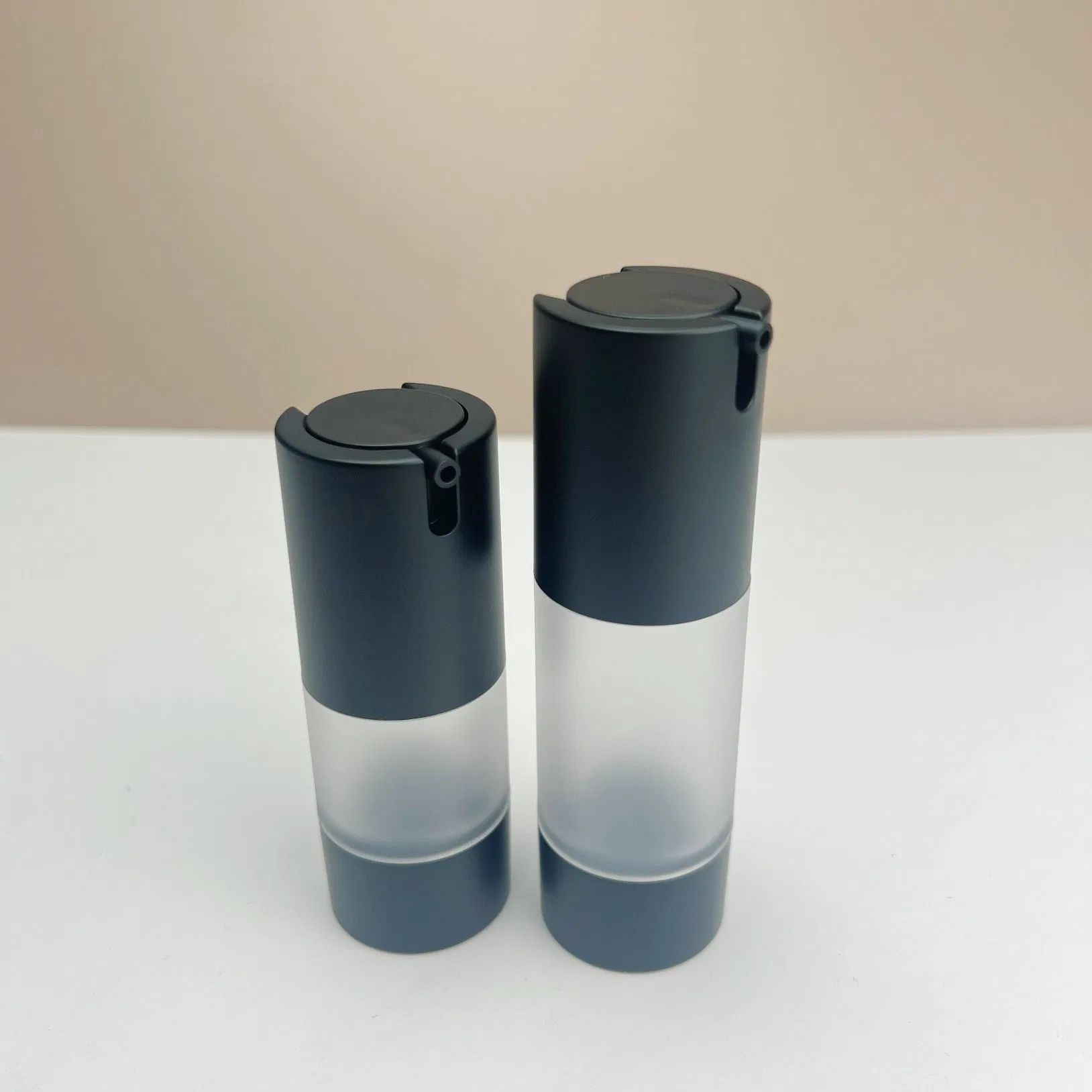 15ml 30ml 50ml as Plastic Matte Black Frosted Airless Pump Bottle Replaceable for Cosmetics
