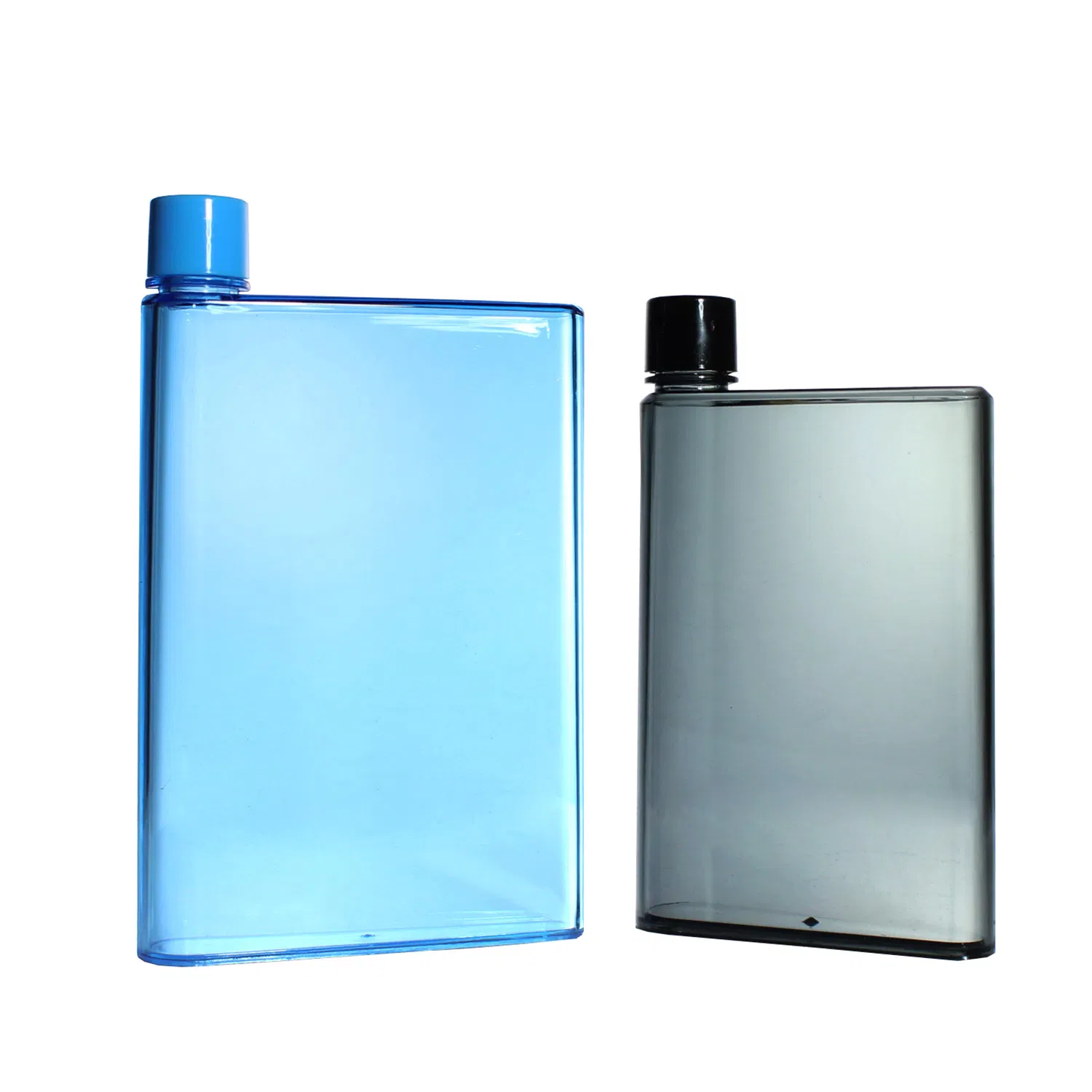 Custom Blue Black 350ml 420ml A5 Notebook Shaped Square Flat Potable Plastic Water Bottle Travel Reusable Gym Sports BPA Free Beverage Drink Bottle