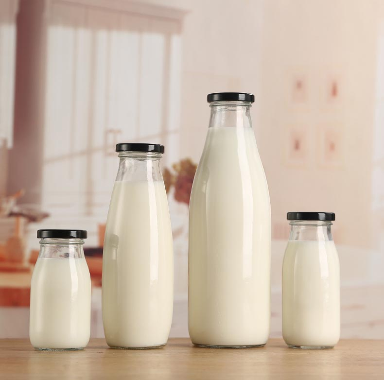 Wholesale 16oz 500ml Empty Fruit Juice Milk Beverage Glass Bottle with Plastic Lid