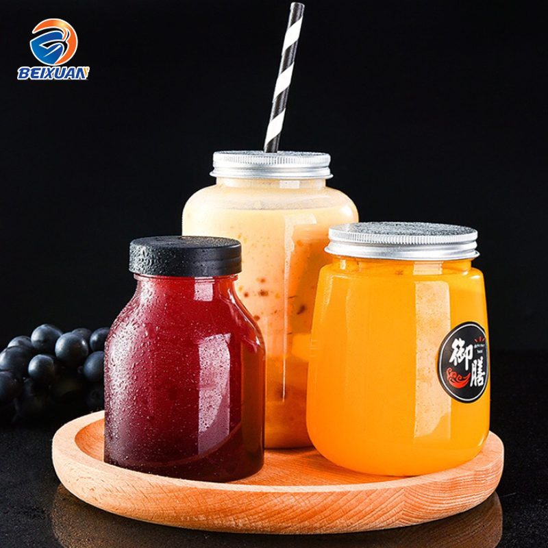 BPA Free Disposable Plastic Pet Boba Drink Juice Bottle for Thai Tea Beverage