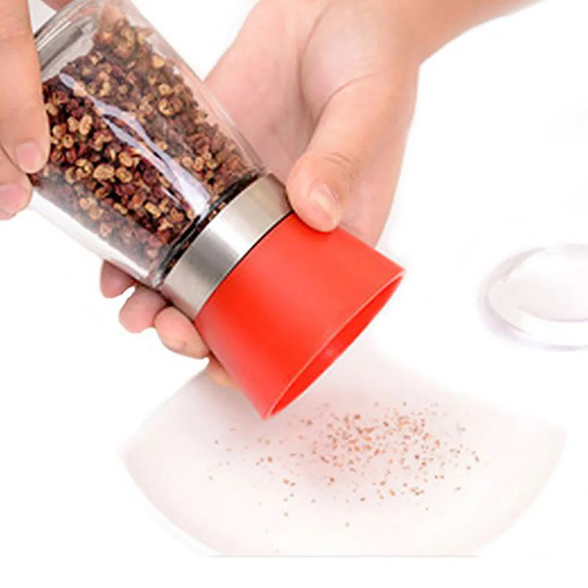 Hot Sale Glass Bottles Spice Mill Plastic Lid Seasoning Shaker Salt and Pepper Grinder Kitchen Accessories Premium Pepper Mill