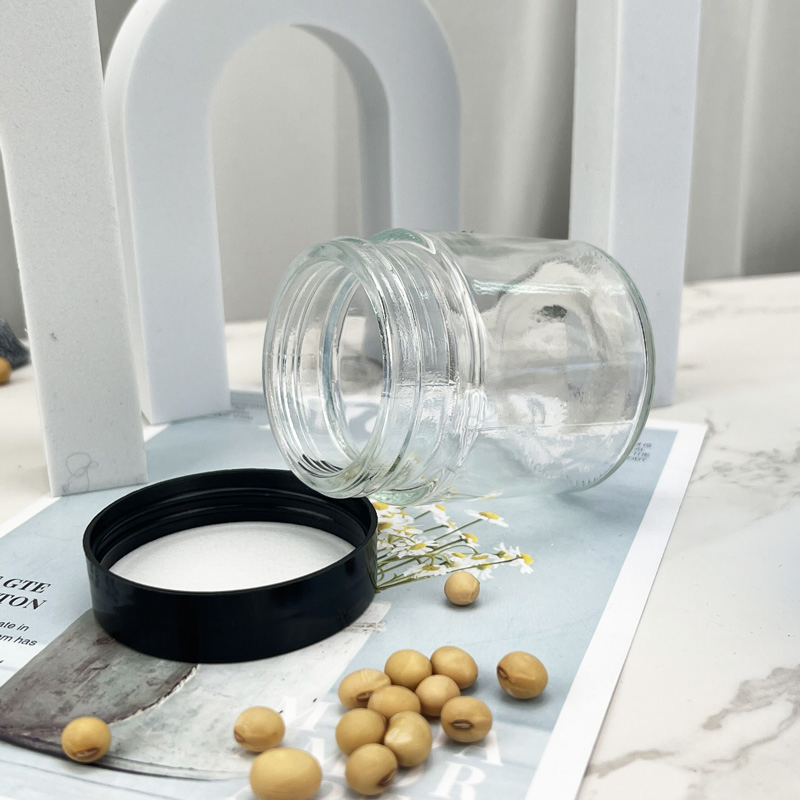 Wholesale Wide Mouth Food Storage Container Jam Honey Clear Glass Jar with Plastic Screw Lid