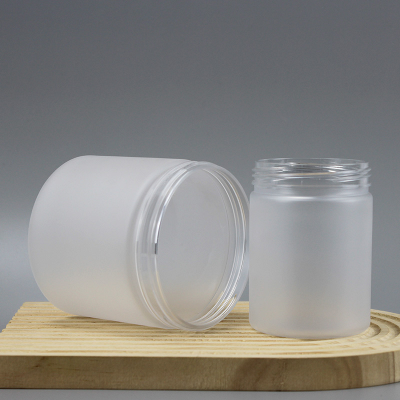 Custom 250ml 500ml Clear Wide Mouth Pet Jar with Aluminum Lid Transparent Food Storage Plastic Containers Salad Jar