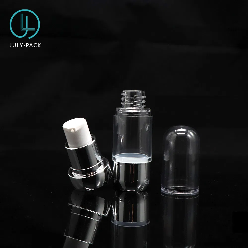 Wholesale Metallic Silver Color as Plastic Airless Bottle 10ml/15ml/20ml/30ml for Cosmetic Packaging