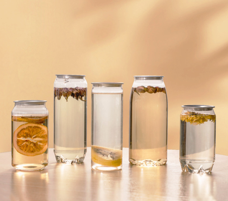 Pet 500 650 Ml Clear Round Juice Milk Can Ring-Pull Can Bottle