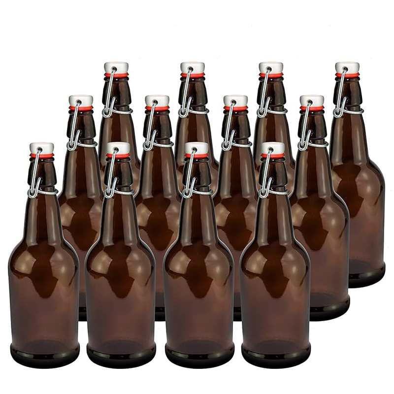 16oz Glass Swing Top Beer Bottle with Flip Top Sealing Lid Used for Carbonated Drinks Commscope Tea Second Fermentation Water