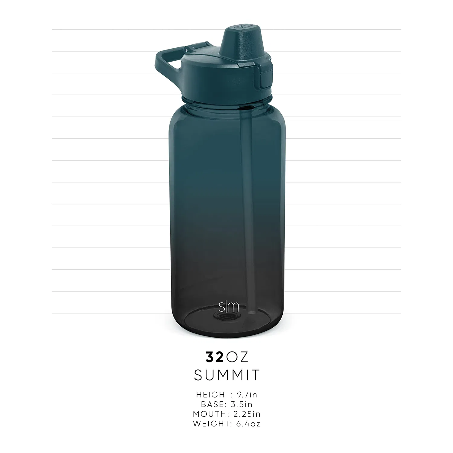 Simple Modern 32oz Water Bottle with Push Button Silicone Straw Lid &amp; Motivational Markers, BPA-Free Plastic Reusable Sports Bottle for Gym and Travel, Summit C