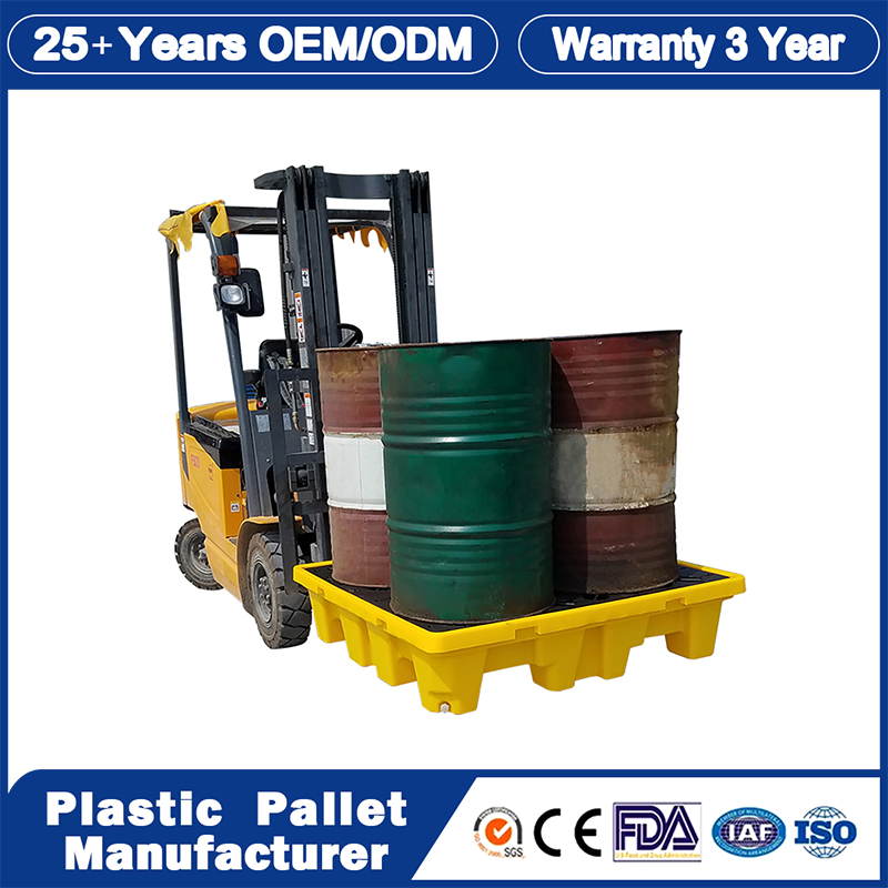 Spill Pallet Manufacturer Leakproof Oil IBC 2 Drum Containment Industrial Printing Export Water Bottle HDPE Warehouse Storage Heavy Duty Euro Plastic Pallet