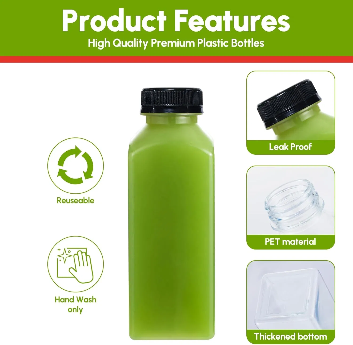 Juice Bottles for Juicing with Caps Clear Empty Plastic Bottles for Juice, Juicer Bottles, Smoothie, Reusable Juice Containers Disposable Drink Bottles