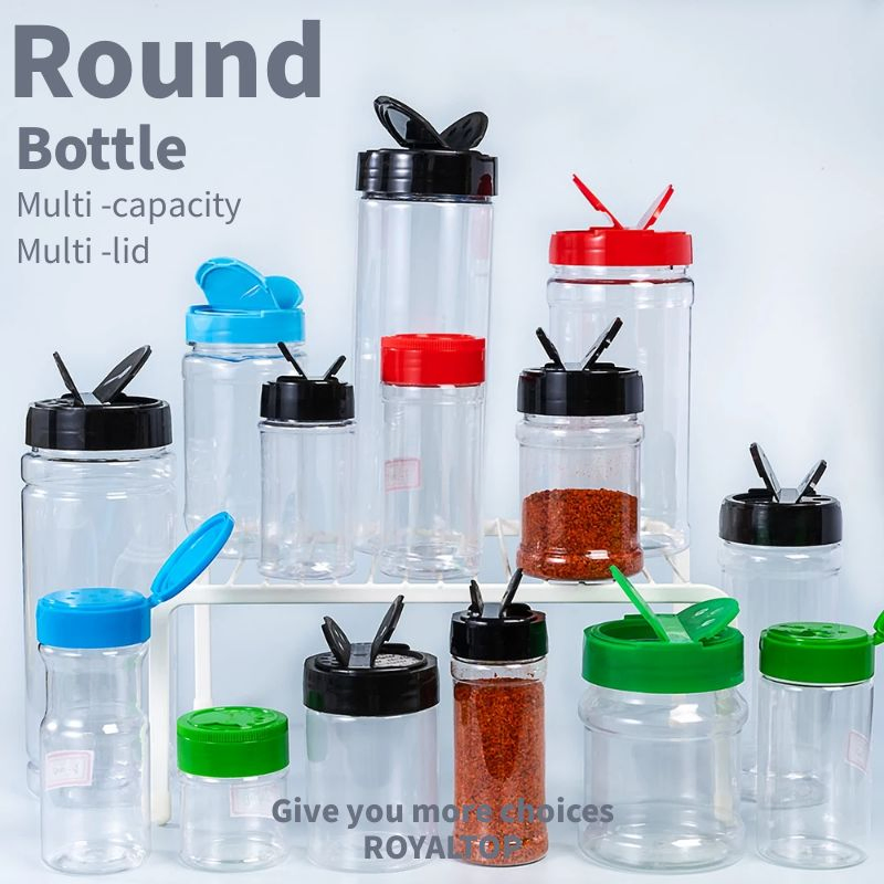 Excellent BBQ Packaging Container Pet Plastic Seasoning Jar Disposable Spice Bottle with Shaker Lid