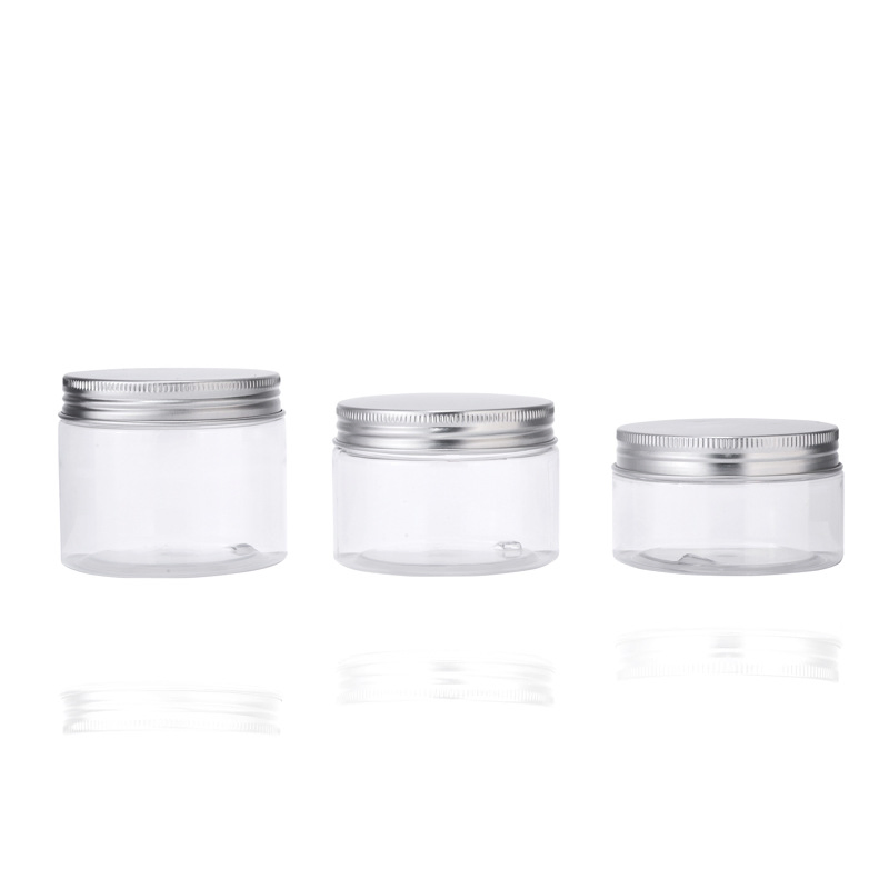 Plastic Food Airtight Storage Jars with Aluminum Lids Wide Mouth Containers Seasoning Bins Organizer 50ml Clear Bottle