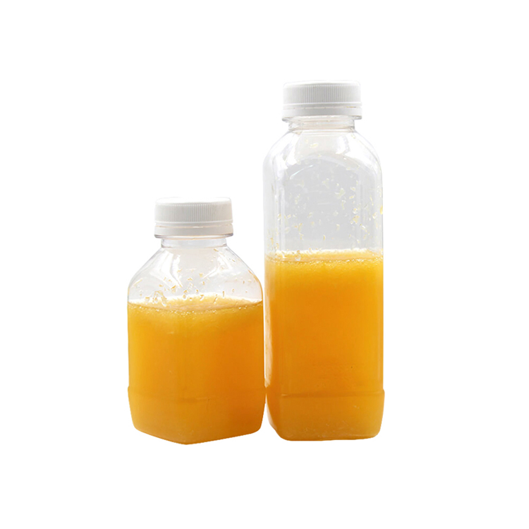 Custom Logo Empty Square Clear Disposable Plastic Bottles 8oz 250ml Pet Juice Bottle for Beverage Packaging