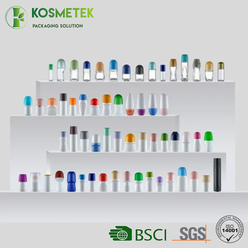 Green White 50ml PP Plastic Essential Oil Refill Roll on Bottles Empty