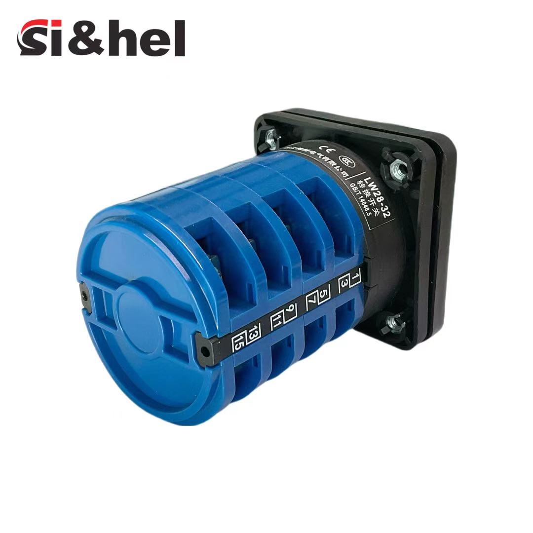 Si&amp;hel 32A 4P Single-Wire Universal Changeover Switch Rotary Cam Self-Locking 220V IP20 Home/Machine/Industrial Metal &amp; Plastic