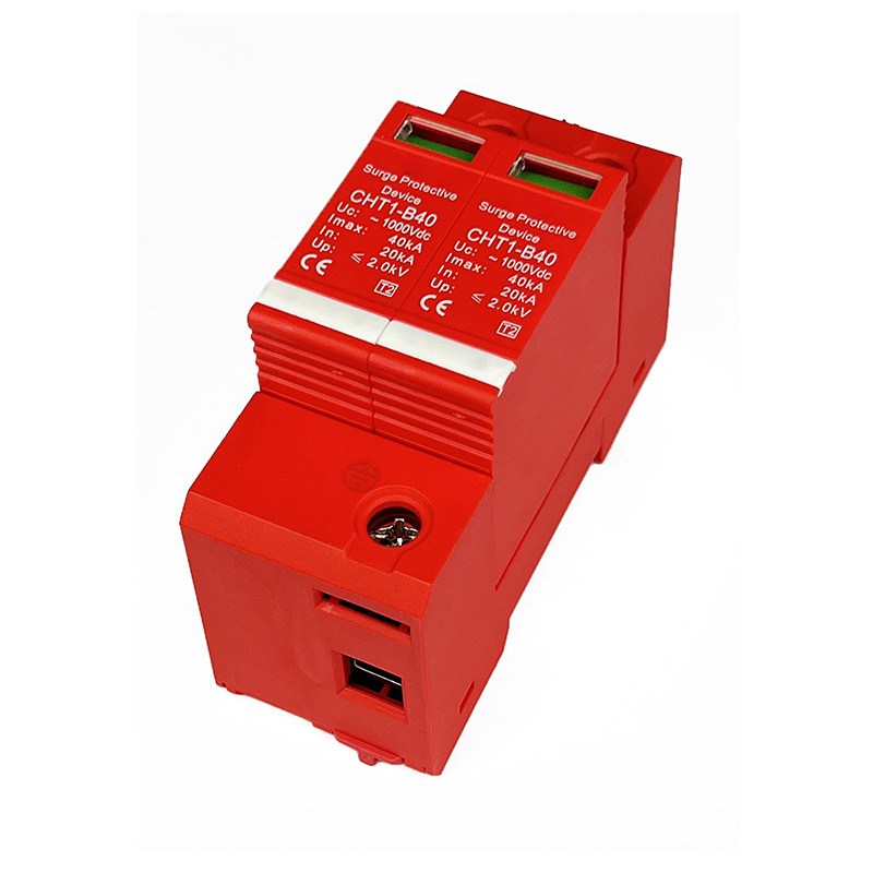 DC SPD 2P RED Plastic 600V-1000V 20KA~40KA Din Rail Solar Outdoor Power Protection Surge Protector