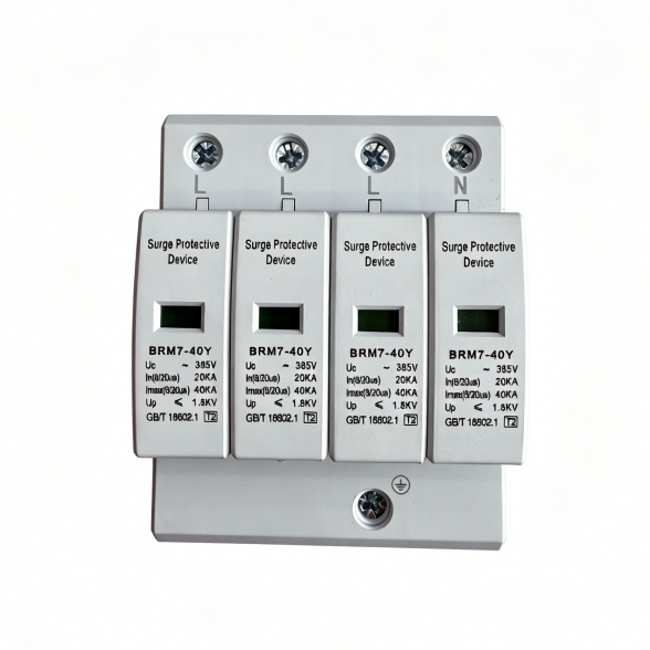 BRM7-40Y 4P Surge Protective Device, 40KA 385V AC SPD, T2 Class Lightning Arrester