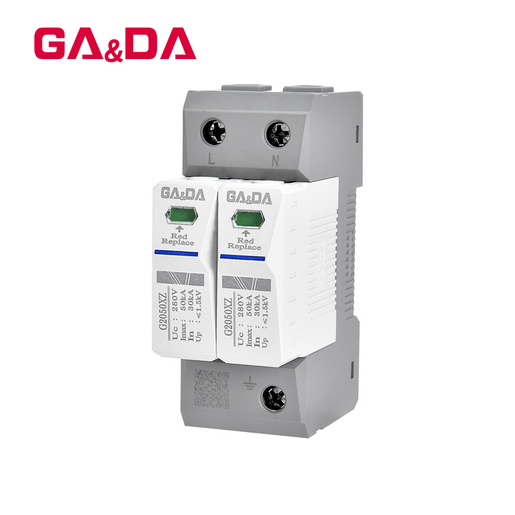 Solar System Surge Protection Device T2 Class C Lightning Arrester Energy SPD G2050XZ-280-2P AC 280V CE Street Lighting Spd 20ka