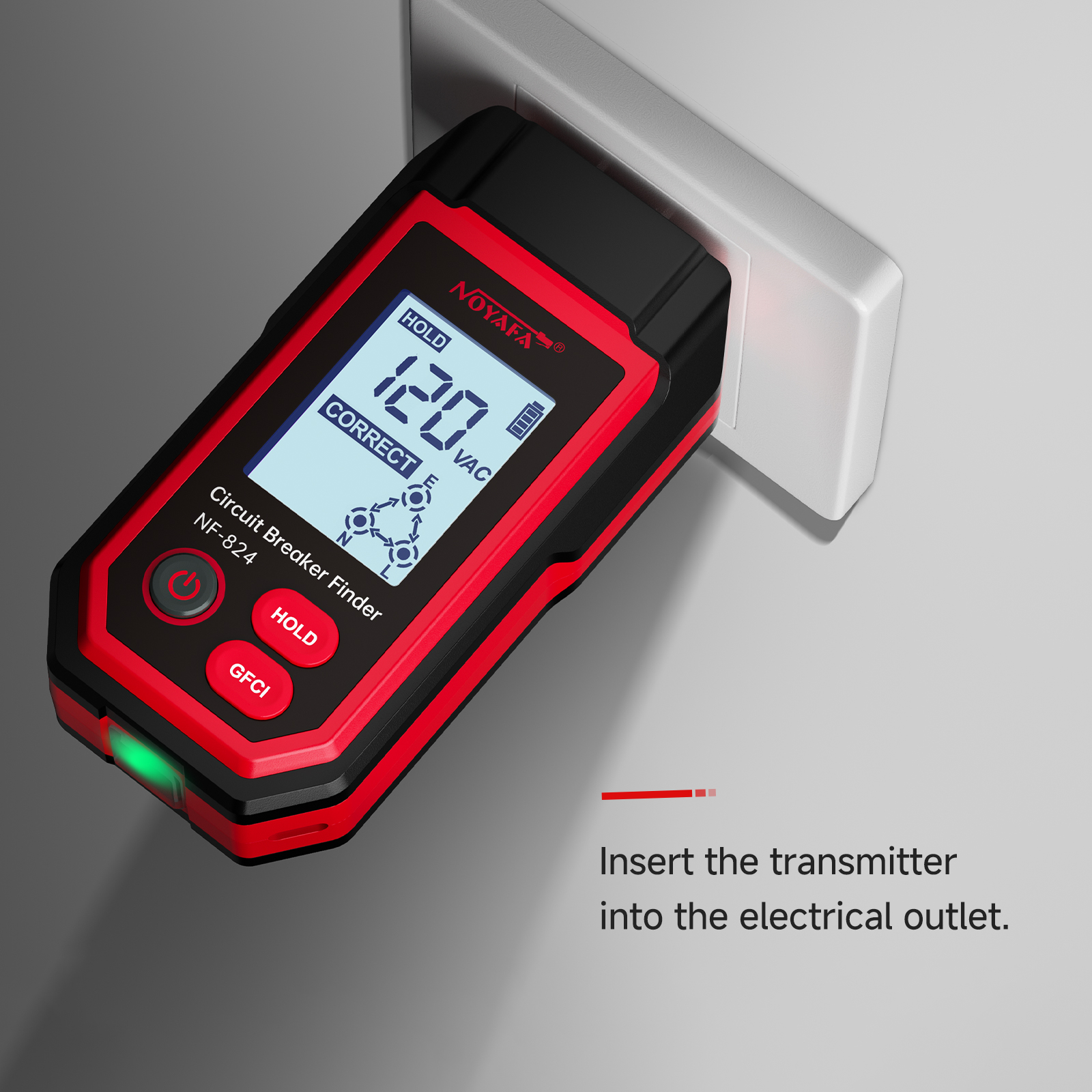 NOYAFA NF-824 Digital Circuit Breaker Finder &amp; GFCI Outlet Tester - Voltage Tester With Non Contact Voltage Detection