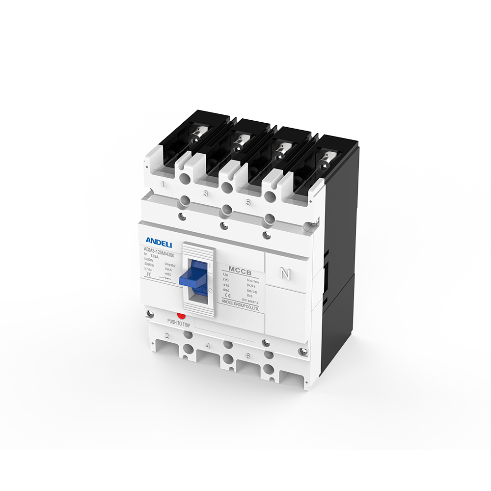 ANDELI ADM3-125M-4300 125A 35kA Breaking Capacity Molded Case Circuit Breaker 4P MCCB 50/60Hz 400/690V 8kV Class Programmable