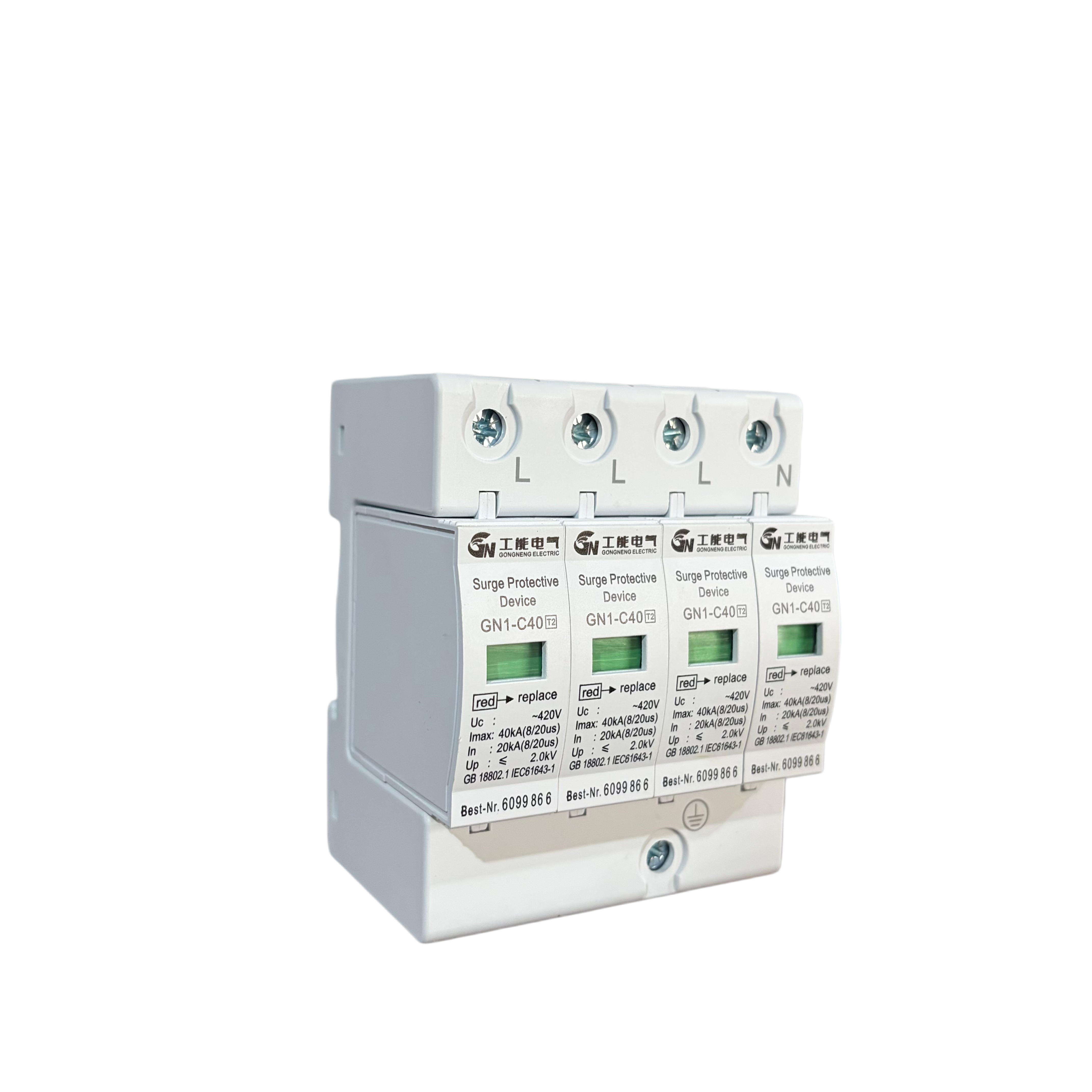 GN1-C40 40kA Surge Protective Device SPD Lightning Protection for Low Voltage Power Distribution Solar System Industrial