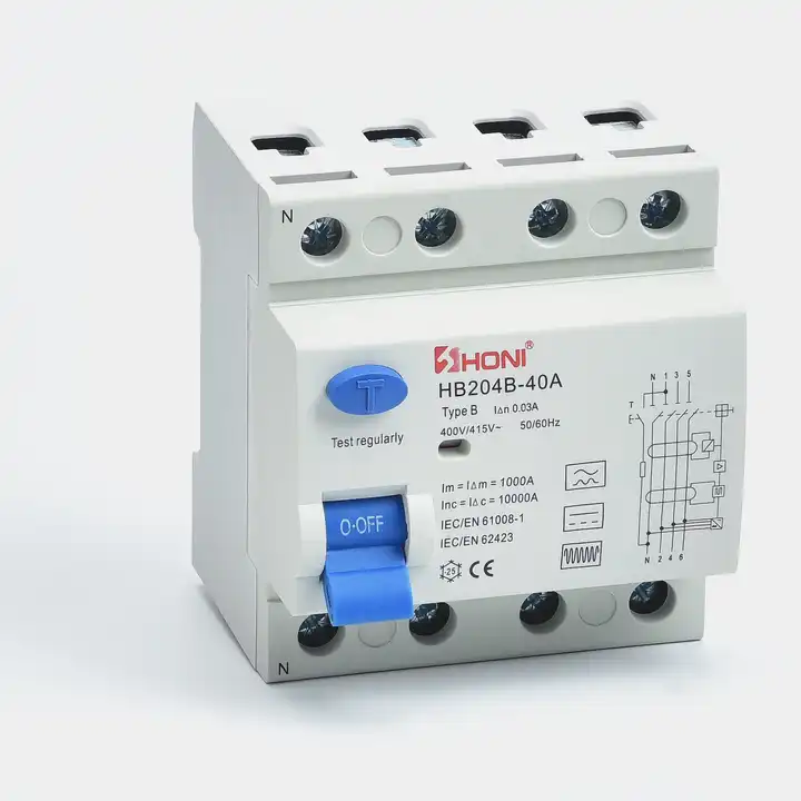 HB204B-40A Type B RCCB 4P 40A 10ma 30ma 100ma 300ma Residual Current Circuit Breaker