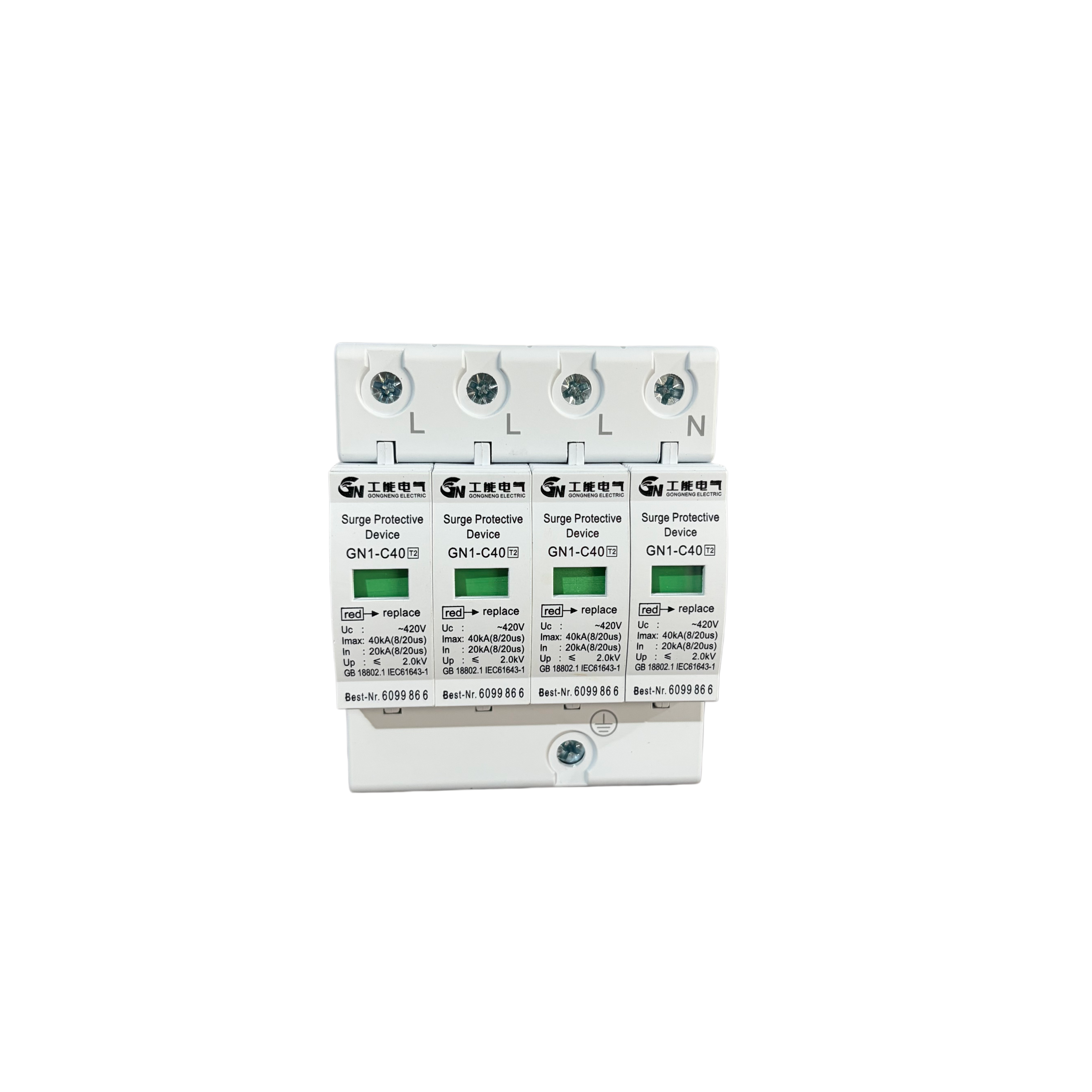 GN1-C40 40kA Surge Protective Device SPD Lightning Protection for Low Voltage Power Distribution Solar System Industrial