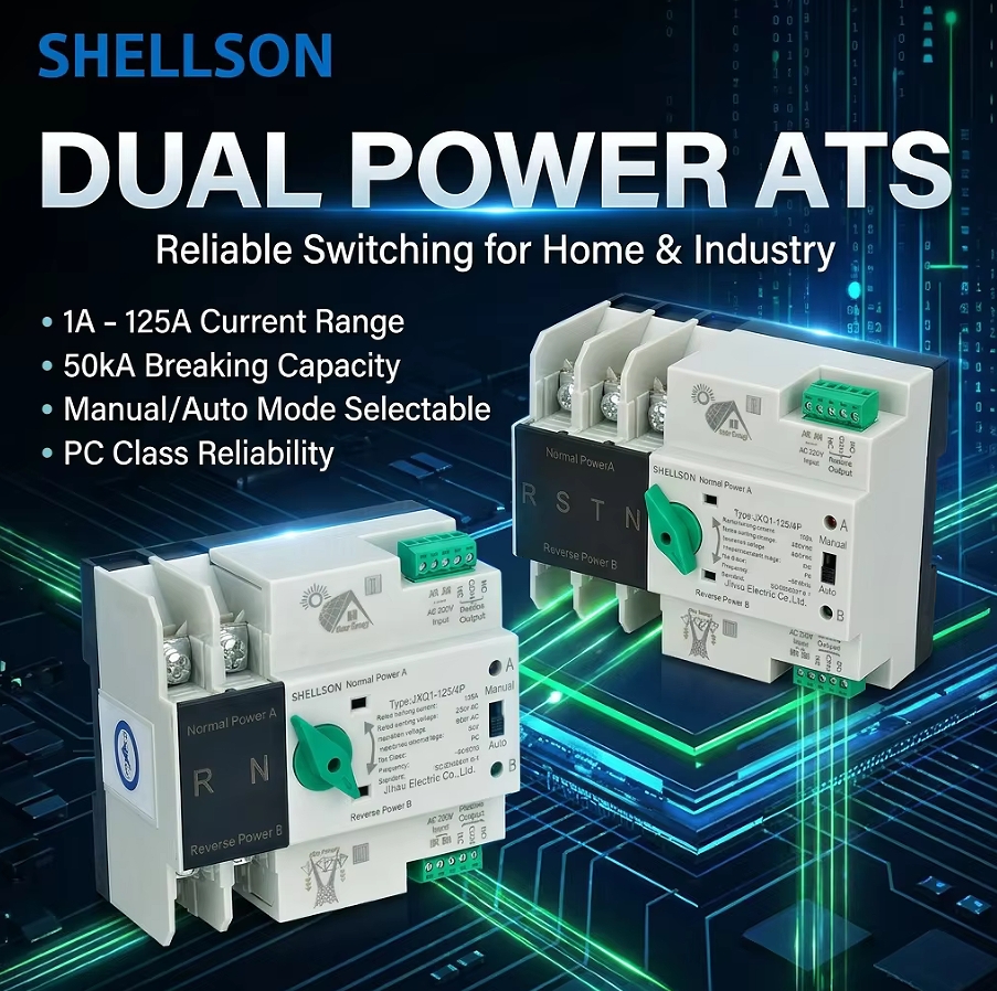 2P 16A 40A 63A 100A Automatic Transfer Switch Electrical Switches Dual Power Circuit Breakers