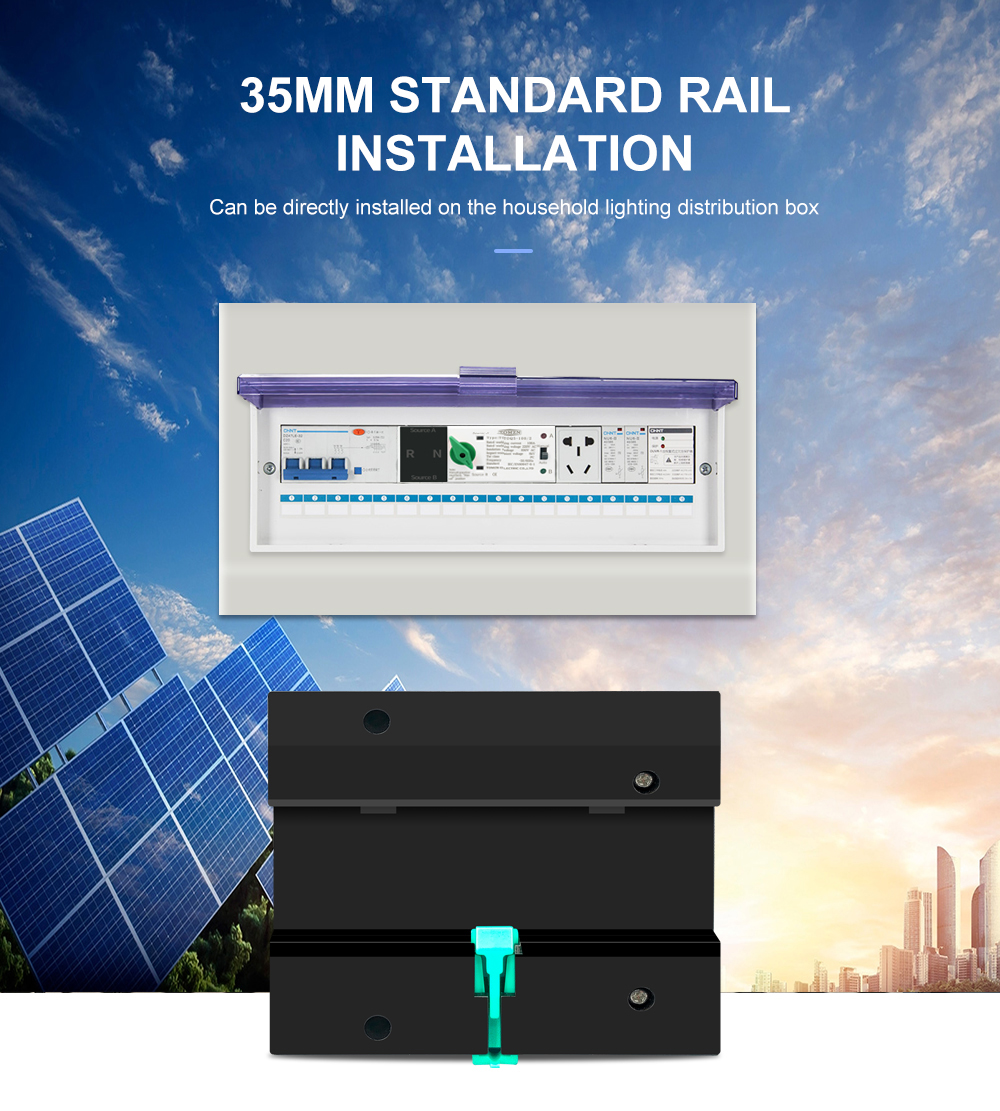 Single Phase Din Rail ATS for PV and Inverter Dual Power Automatic Transfer Selector Switches Uninterrupted 2P 63A 100A 125A