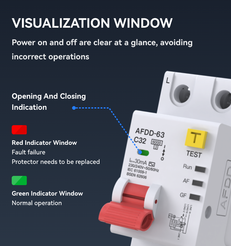 New Design 32A/40A/63A AFDD 2P 63A RCBO 16 Amp Circuit Breaker Mcb Arc Fault Detection Devices