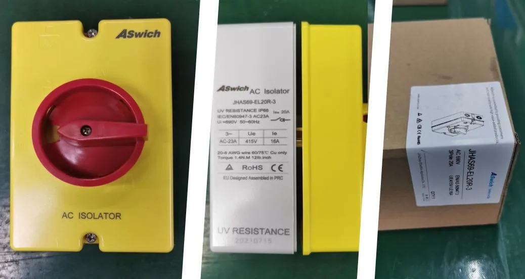 IP65 Waterproof AC Isolator 2p 415V 690V 35A 60A 80A TUV Approved Padlocked Isolation Switch