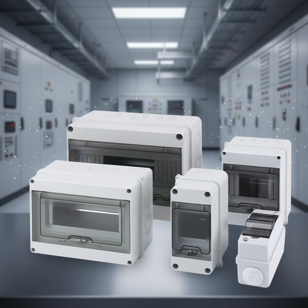 Waterproof IP65 Electrical Junction Box Plastic Distribution Box For Circuit Breaker 12 Way Outdoor Use